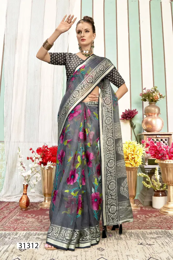 Dharmishtha By Vallabhi Tissue Printed Sarees Suppliers In India